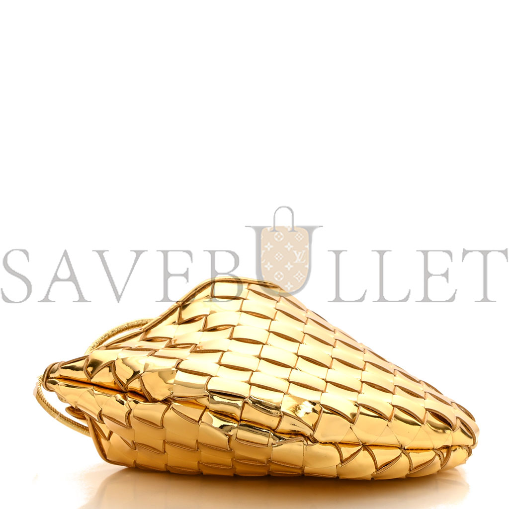 BOTTEGA VENETA MIRROR LAMINATED NAPPA INTRECCIATO MINI SARDINE BAG GOLD (20*14*3cm)